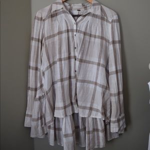 FREE PEOPLE xs/s plaid tunic/ shirt
